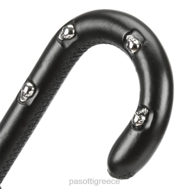 ομπρέλα | PASOTTI 478 11780-142 h39t - μαύρη ομπρέλα παραλλαγής δερμάτινη λαβή με κρανία 2N6B863 άνδρες